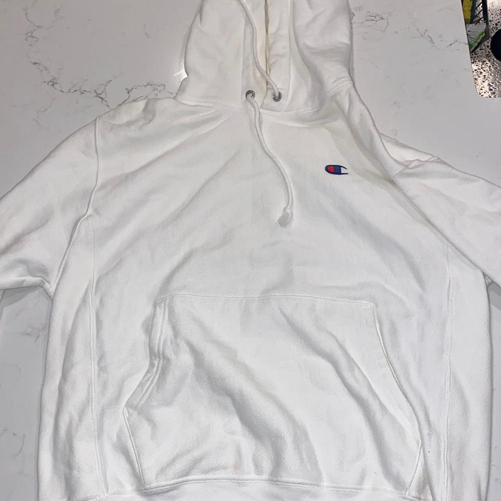 White champion hooded sweatshirt size medium